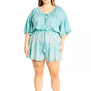 CITY CHIC Harlow Border Romper Paisley M/18 aquamarine